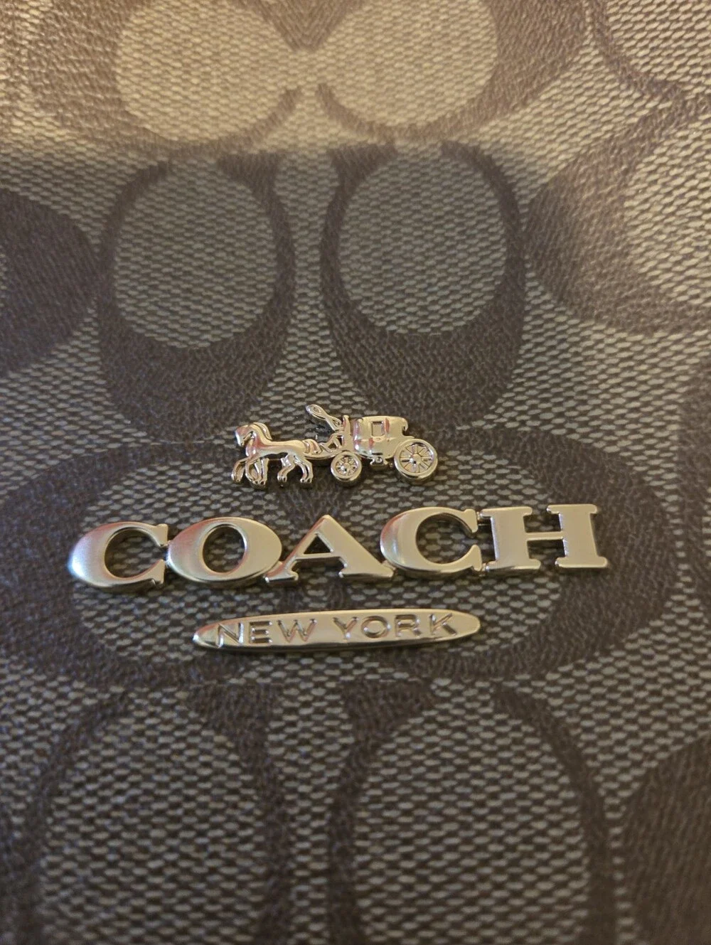 Coach Khaki and Black Signature Crossbody Bag